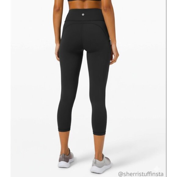 Lululemon Invigorate High-Rise Crop 23" Black Leggings Everlux Gym Pockets 2 - Picture 2 of 10